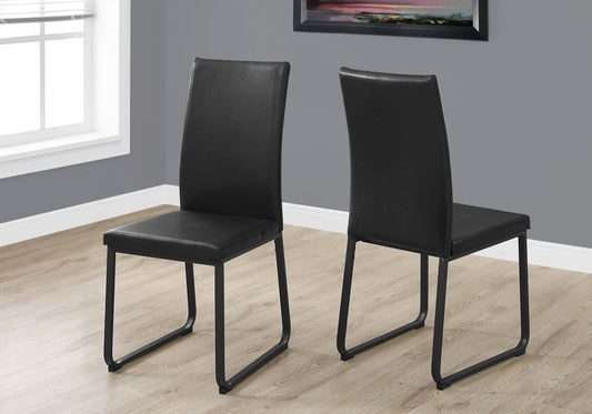 Two 38" Black Faux Leather And Metal Dining Chairs- 332616