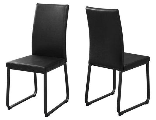 Two 38" Black Faux Leather And Metal Dining Chairs- 332616