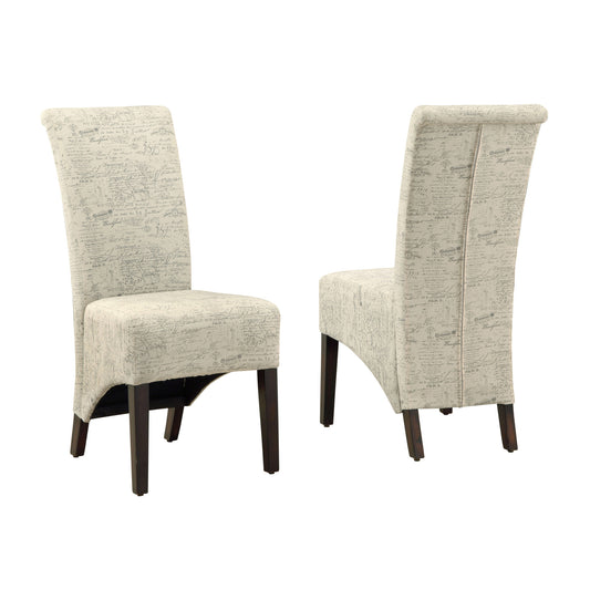 Set Of Two Beige Upholstered Solid Back Dining Chairs- 332660