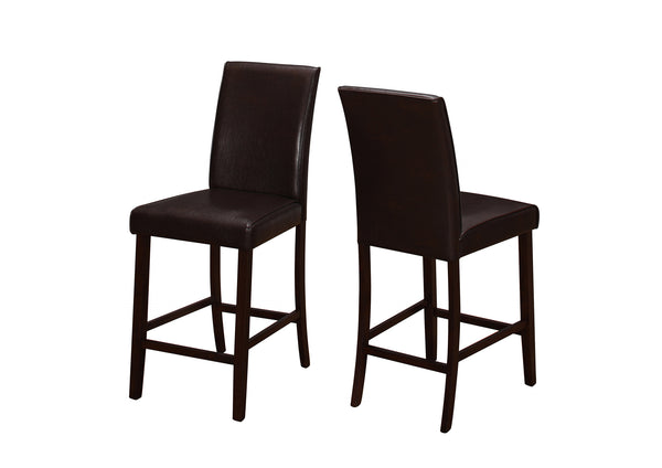 Brown Leather Look Counter Height 2Pcs Dining Chair-332664
