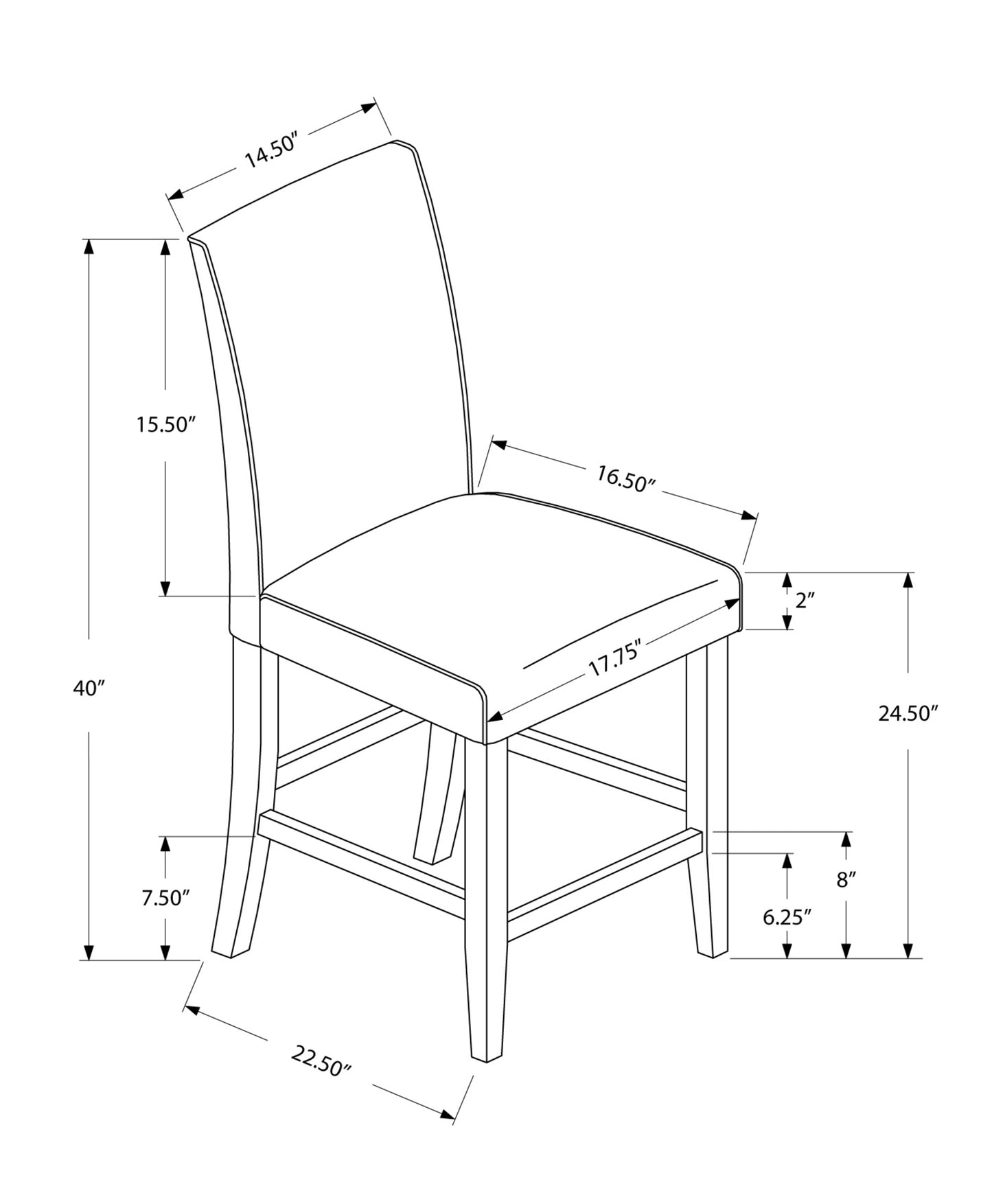 Brown Leather Look Counter Height 2Pcs Dining Chair-332664