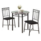 Grey Black Metal Foam Microfiber 3Pcs Dining Set-333009