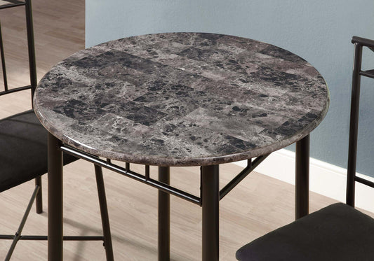 Grey Black Metal Foam Microfiber 3Pcs Dining Set-333009