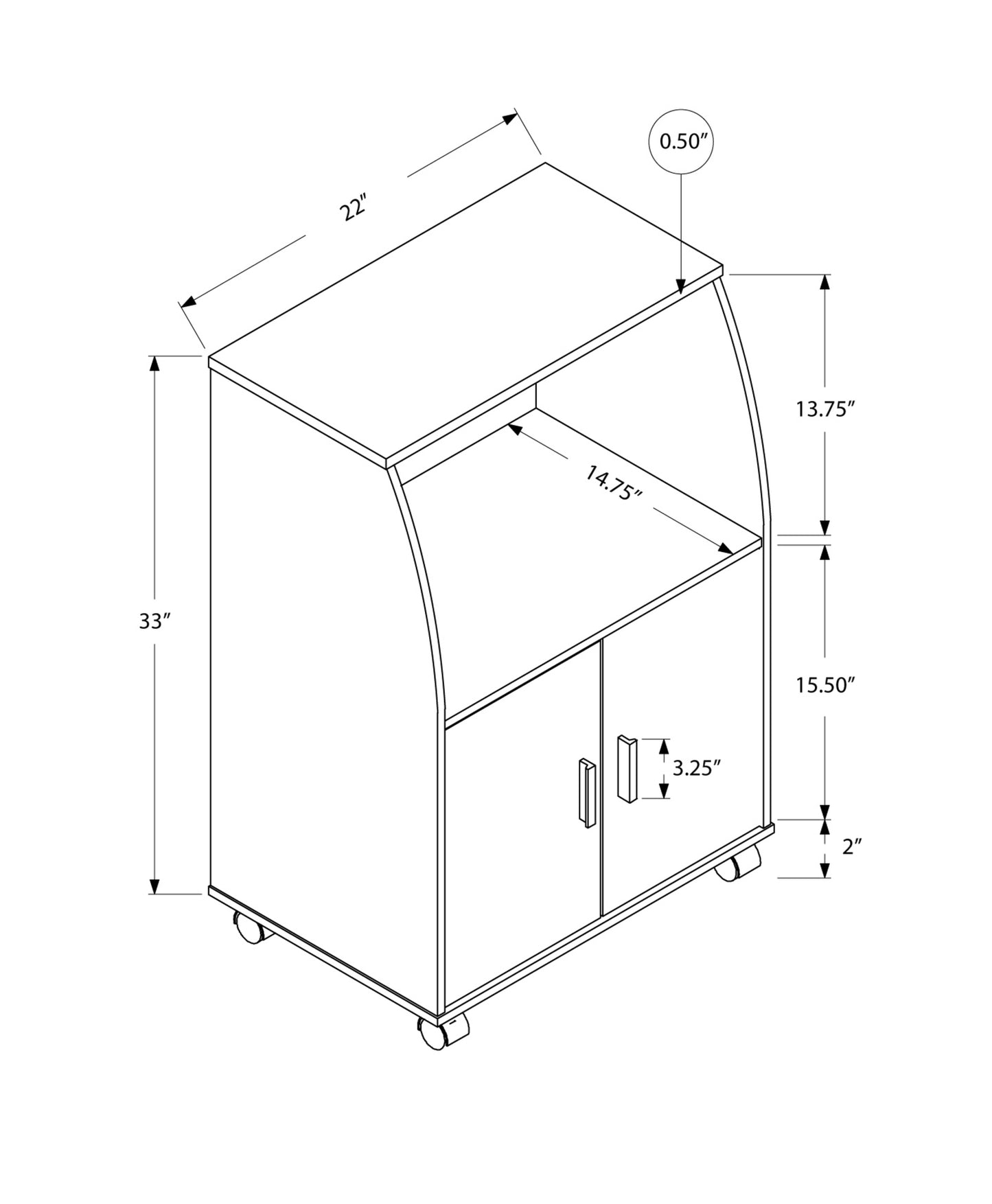 White Particle Board Laminate Kitchen Cart-333052