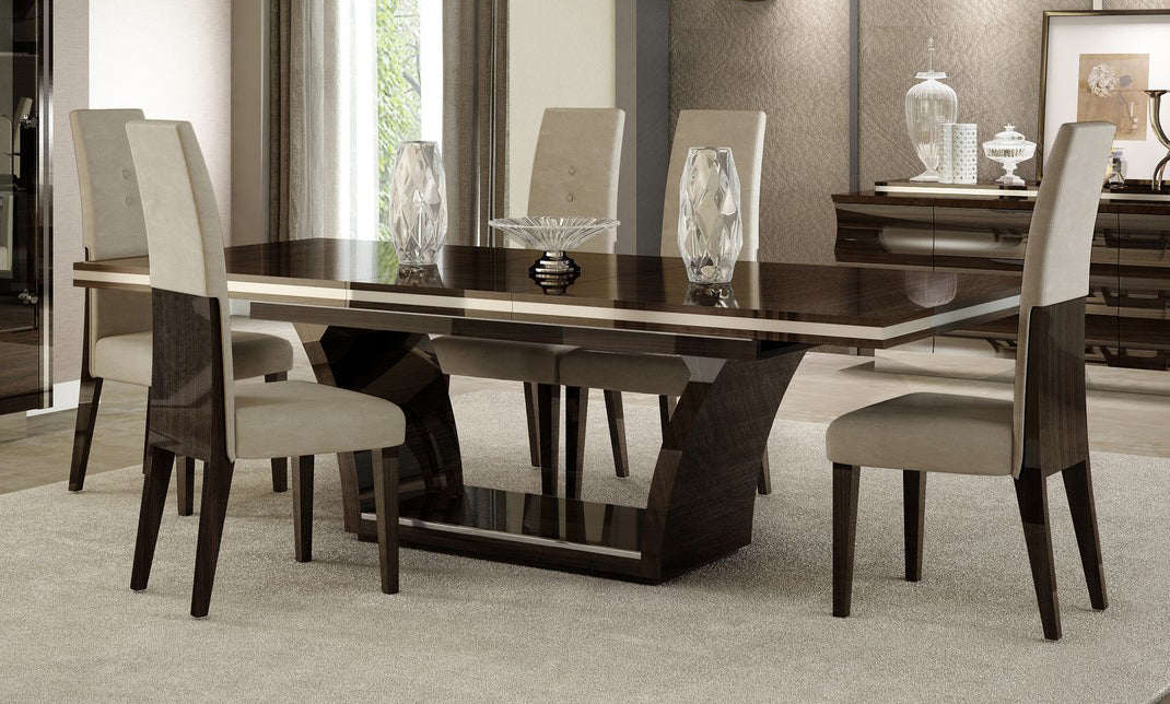 Dark Wood Modern Pedestal Dining Table- 343994