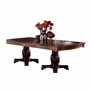 Cherry Wood Poly Resin Dining Table Wdouble Pedestal- 346969