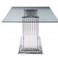 Stainless Steel Clear Glass Mirror Dining Table Wdouble Pedestal- 347319