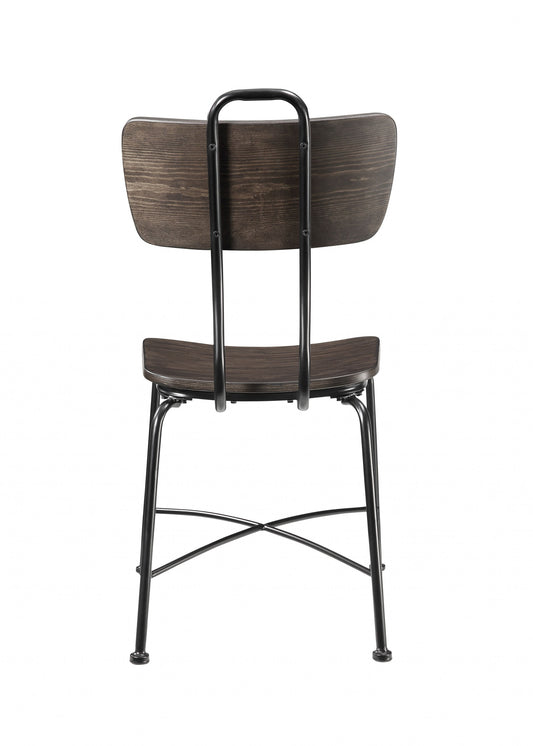 Walnut Wood And Black Metal Base Side Chair Set Of 2- 347339