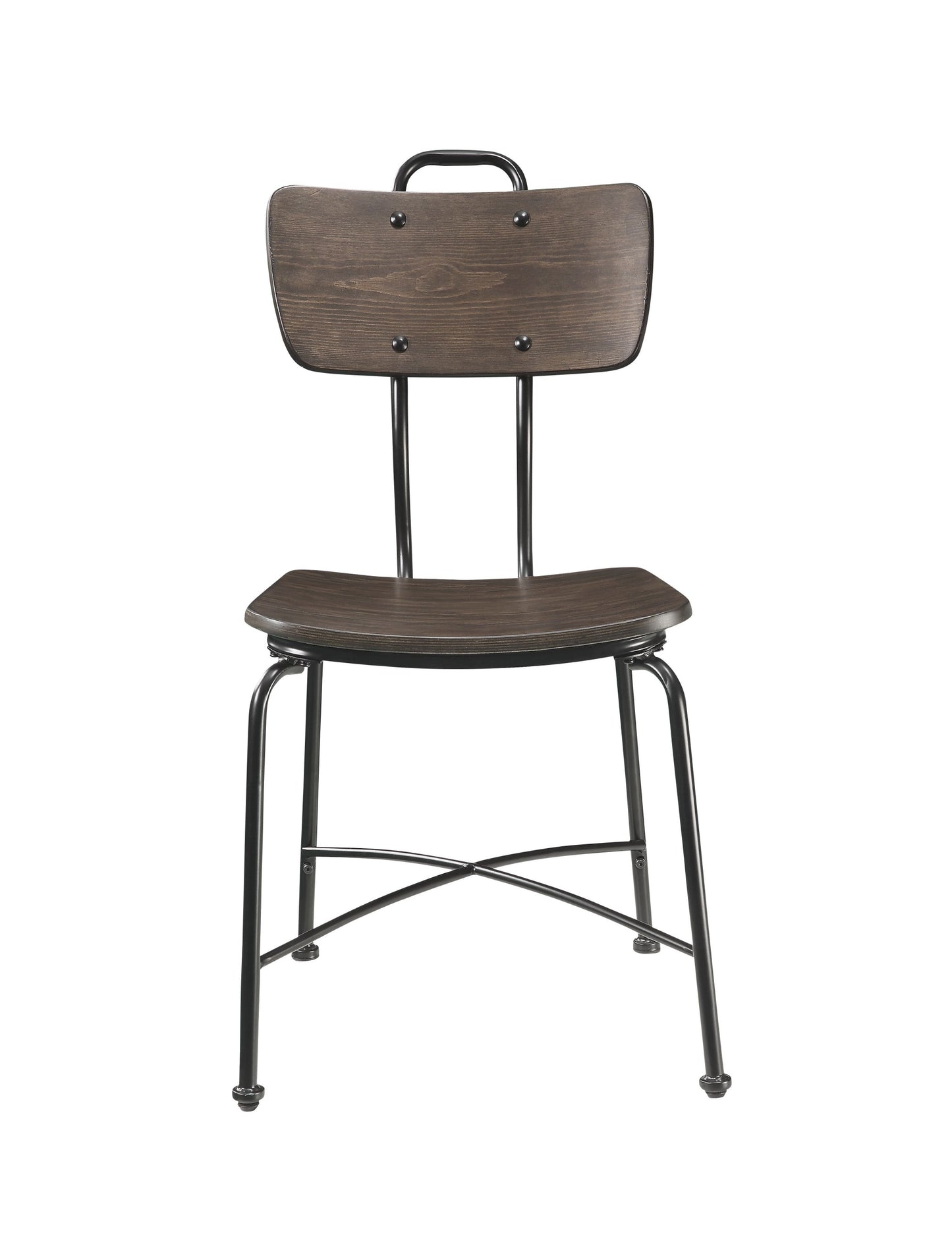 Walnut Wood And Black Metal Base Side Chair Set Of 2- 347339