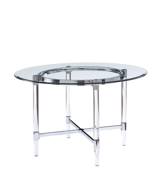48" Striking Round Glass And Acrylic Dining Table- 347342