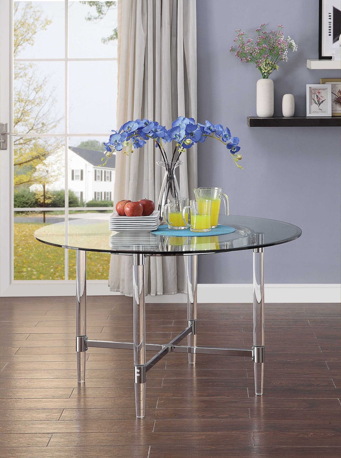 48" Striking Round Glass And Acrylic Dining Table- 347342