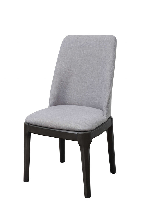 Light Gray Linen Upholstered Seat And Oak Wood Side Chair- 347364