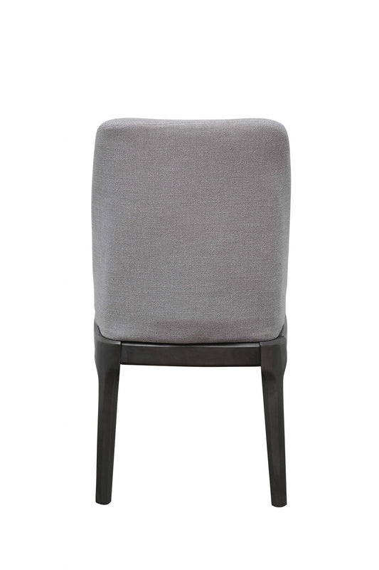 Light Gray Linen Upholstered Seat And Oak Wood Side Chair- 347364