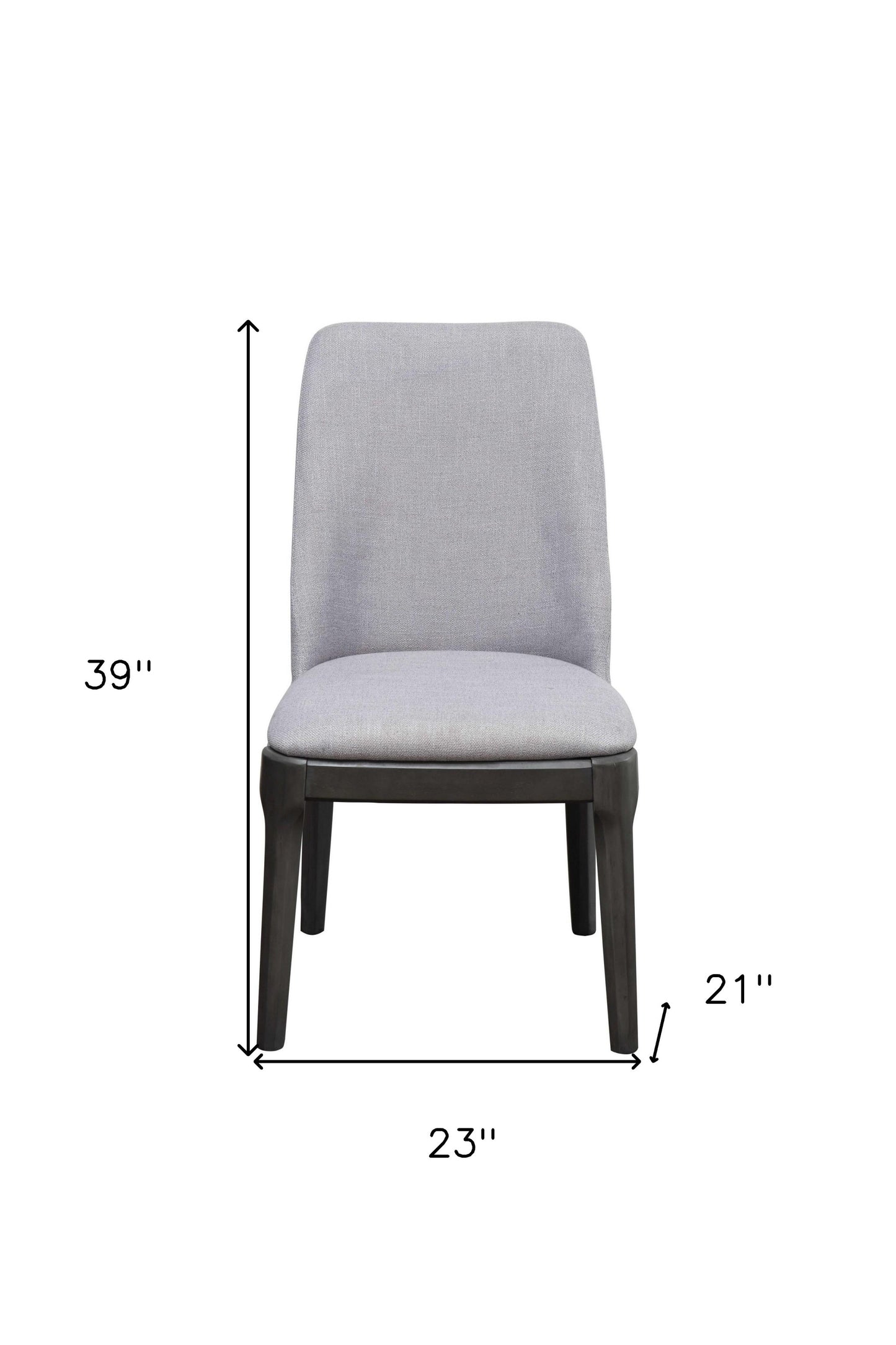 Light Gray Linen Upholstered Seat And Oak Wood Side Chair- 347364