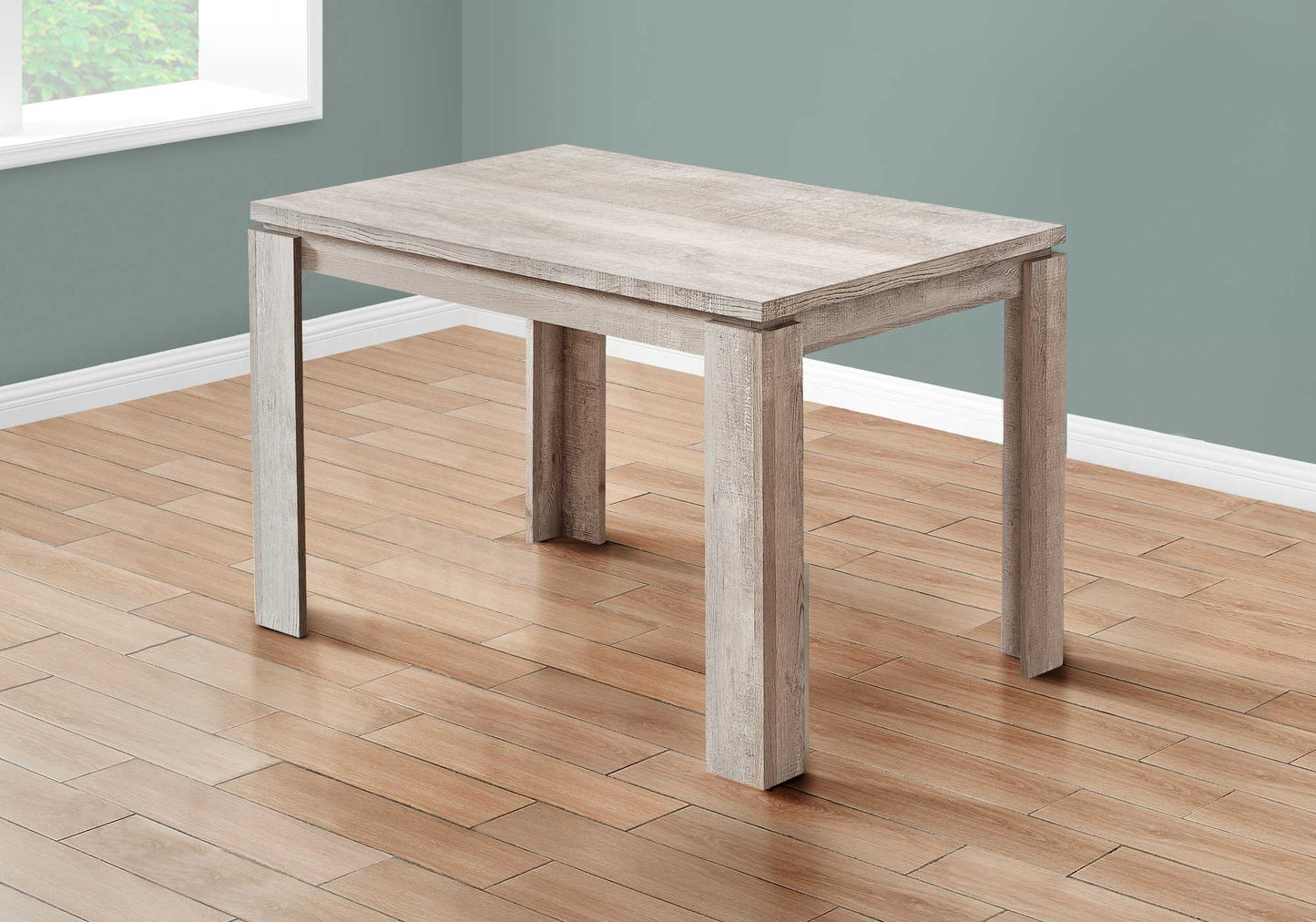 Taupe Reclaimed Wood-Look Dining Table