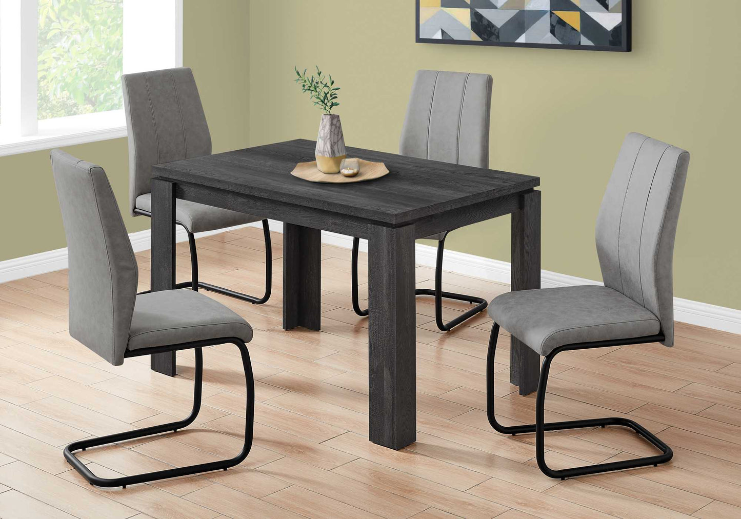 Black Reclaimed Wood-Look Dining Table- 366057