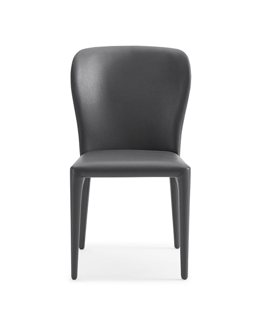 Set Of 2 Gray Faux Leather Dining Chairs- 370663