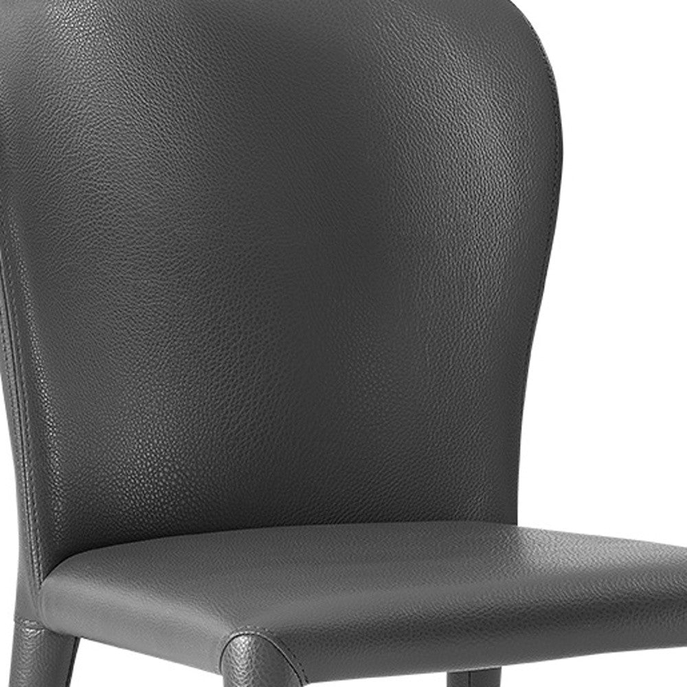 Set Of 2 Gray Faux Leather Dining Chairs- 370663