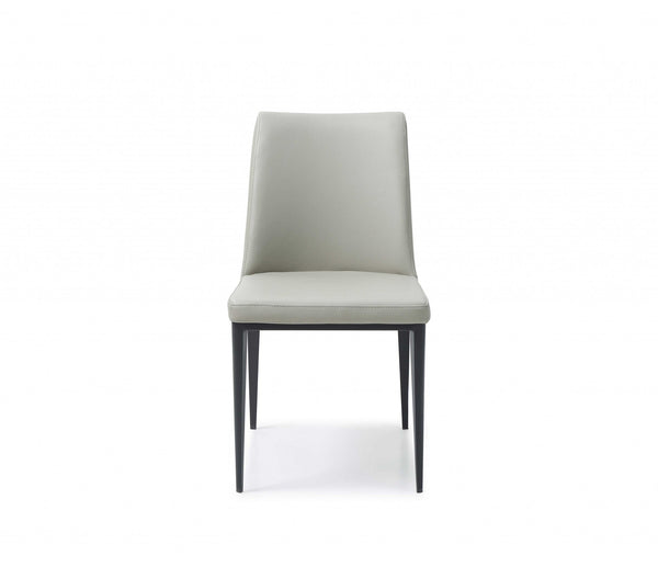 Set Of 2 Light Grey Faux Leather And Metal Dining Chairs- 370671