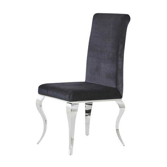 Set Of 2 Black Dining Chairs With Silver Tone Legs-383959