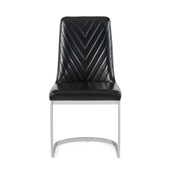 Set Of 2 Modern Black Dining Chairs With Horse Shoe Style Metal Base- 383960