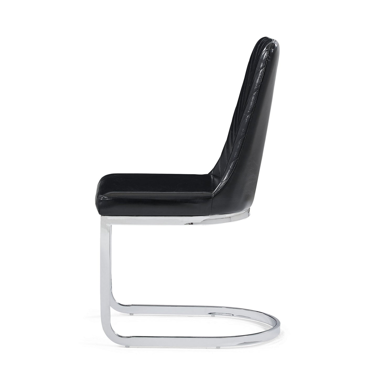 Set Of 2 Modern Black Dining Chairs With Horse Shoe Style Metal Base- 383960