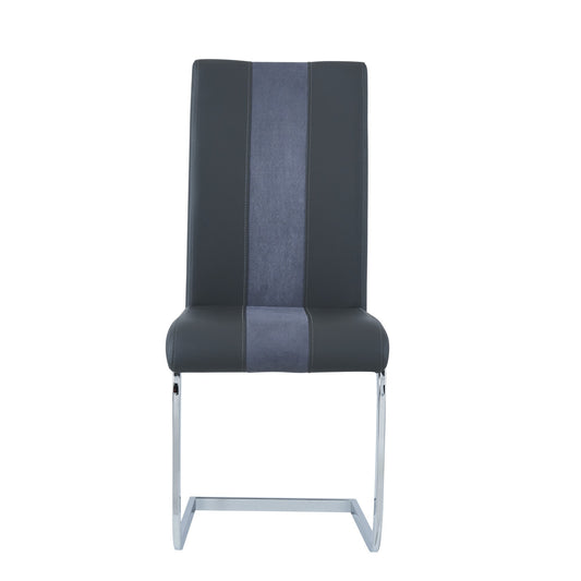 Set Of 4 Grey Two Toned Dining Chairs With Silver Tone Metal Base- 383962