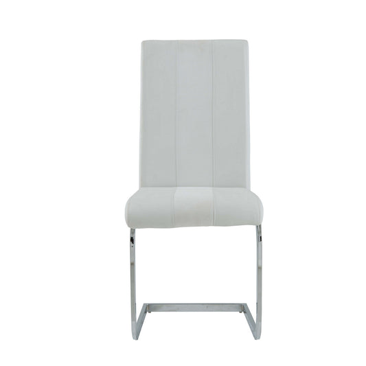 Set Of 4 White Two Toned Dining Chairs With Silver Tone Metal Base- 383964