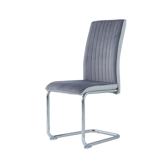 Set Of 4 Two Tone Grey And Chrome Dining Chairs- 383965