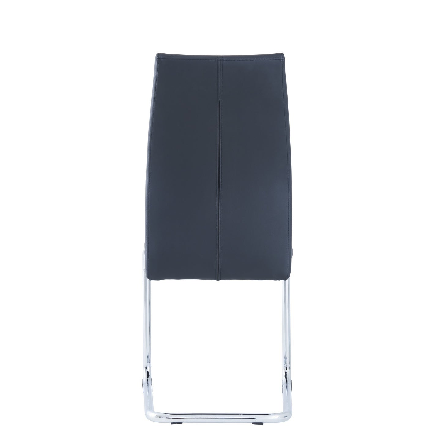 Set Of 4 Modern Black Dining Chairs With Chrome Metal Base- 383966