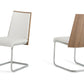 Set Of 2 Modern White Faux Leather And Walnut Finish Dining Chairs- 384362