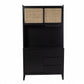 Rustic Black And Light Bamboo Tall Buffet Cabinet- 401704