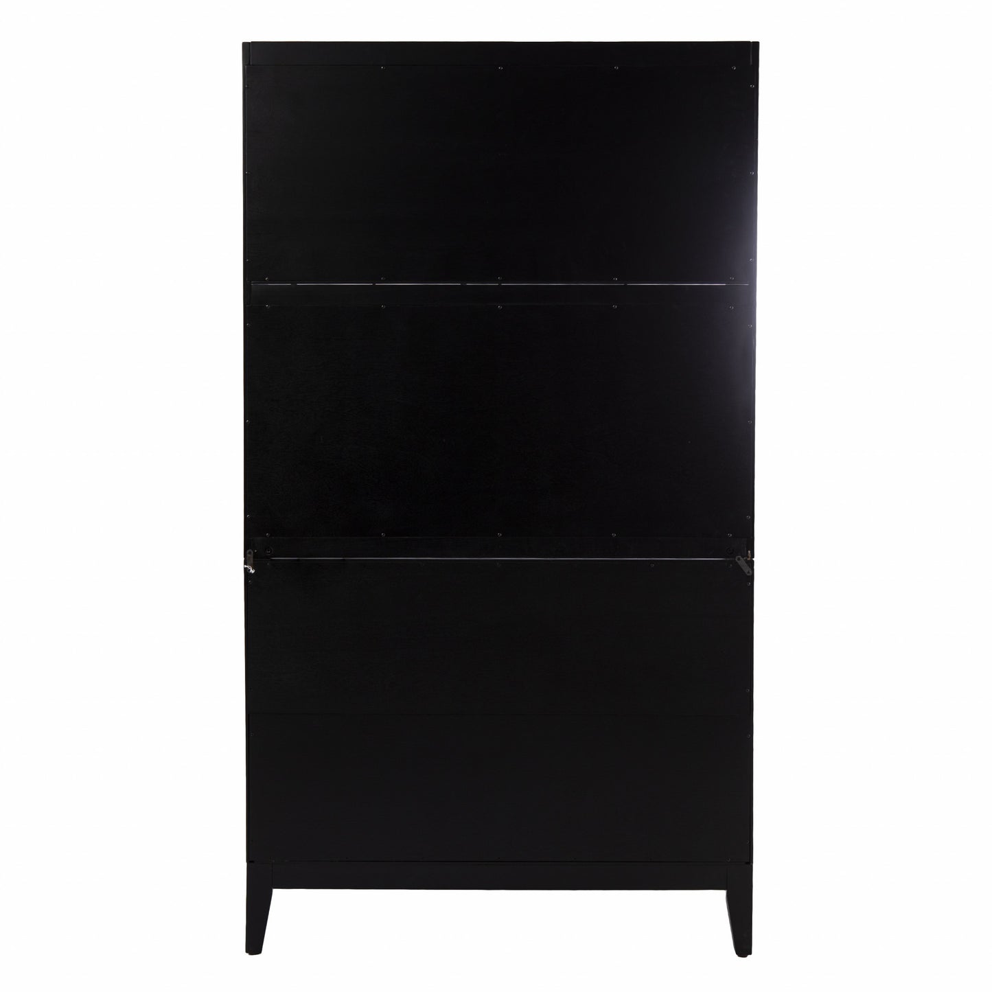 Rustic Black And Light Bamboo Tall Buffet Cabinet- 401704