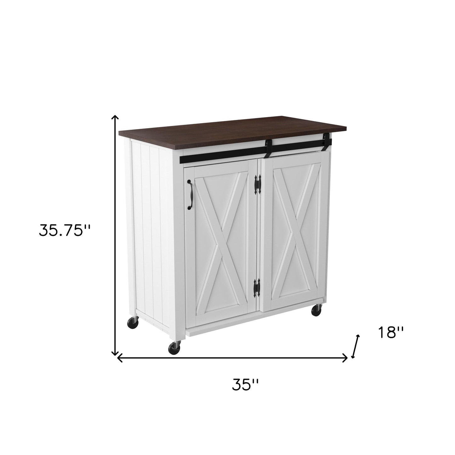 Leshire Barn-Door Kitchen Cart- 402556