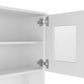 White Pantry Cabinet With Two Door Panels And Side Open Shelves-473314