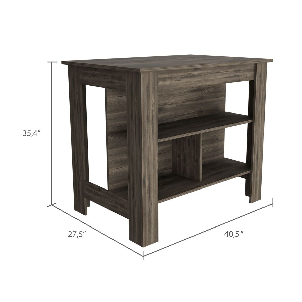 Brown Kitchen Island With Three Storage Shelves- 474091