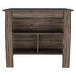 Dark Brown And Onyx Kitchen Island With Three Storage Shelves- 474092