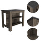 Dark Brown And Onyx Kitchen Island With Three Storage Shelves- 474092