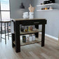 Light Oak And Black Kitchen Island With Drawer And Two Open Shelves-474094