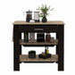 Light Oak And Black Kitchen Island With Drawer And Two Open Shelves-474094