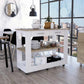 Light Oak And White Kitchen Island With Drawer And Two Open Shelves- 474095