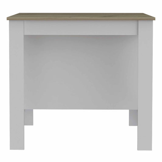 Light Oak And White Kitchen Island With Three Storage Shelves- 474098
