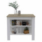 Light Oak And White Kitchen Island With Three Storage Shelves- 474098