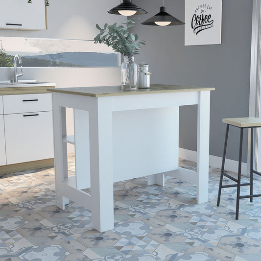 Modern White And Light Oak Kitchen Island- 477872