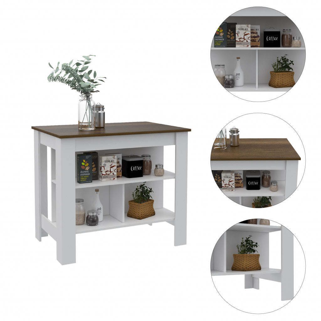 Modern White And Caramel Kitchen Island-477874