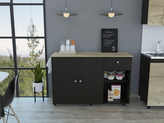 Sleek And Modern Black Wengue Kitchen Island Cart-477894