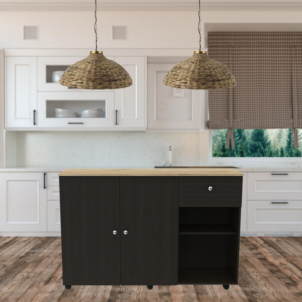 Sleek And Modern Black Wengue Kitchen Island Cart-477894