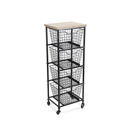 4 Wire Drawer Wood Top Storage Cabinet- 488862