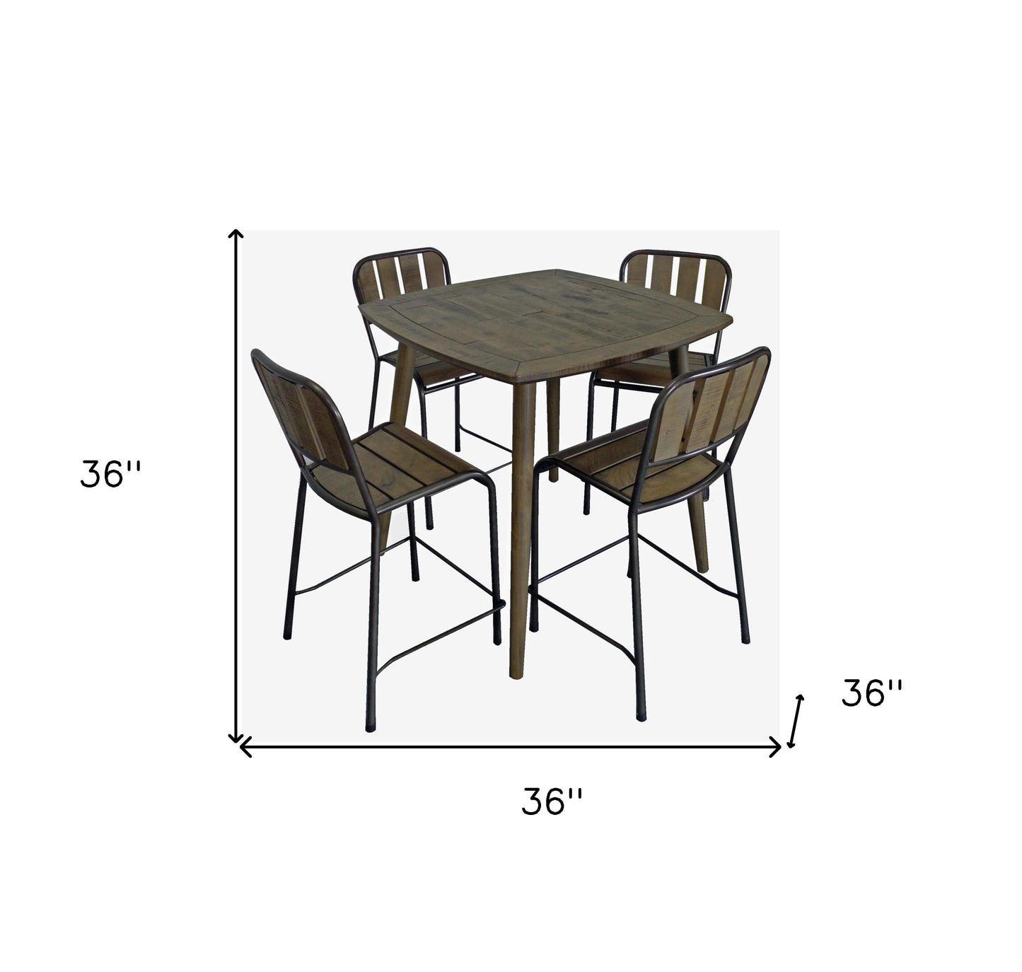 Cole 5-Piece Counter Table Set with 36" Reclaimed Wood Square Table and 4 Chairs-489553