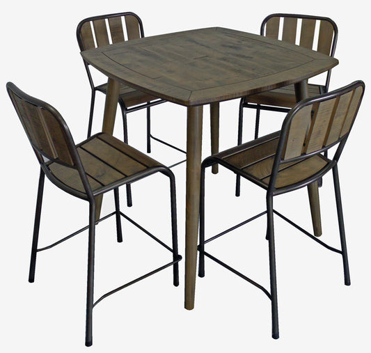 Cole 5-Piece Counter Table Set with 36" Reclaimed Wood Square Table and 4 Chairs-489553